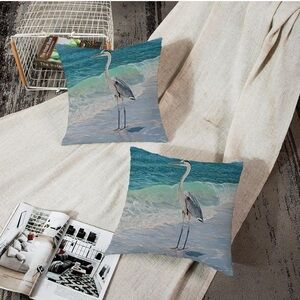 Heron Beach Scene Pillow covers